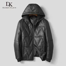 Мужские Куртки из натуральной кожи, кожаные пуховики, зимнее теплое пальто с капюшоном из овчины+ утиный пух, 5XL 1822