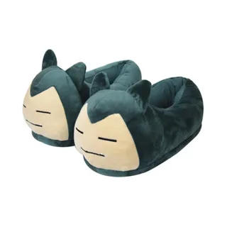 28cm Pokemon Snorlax Stuffed Slippers Anime Indoor Plush Winter Warm Shoes at Home for Adults