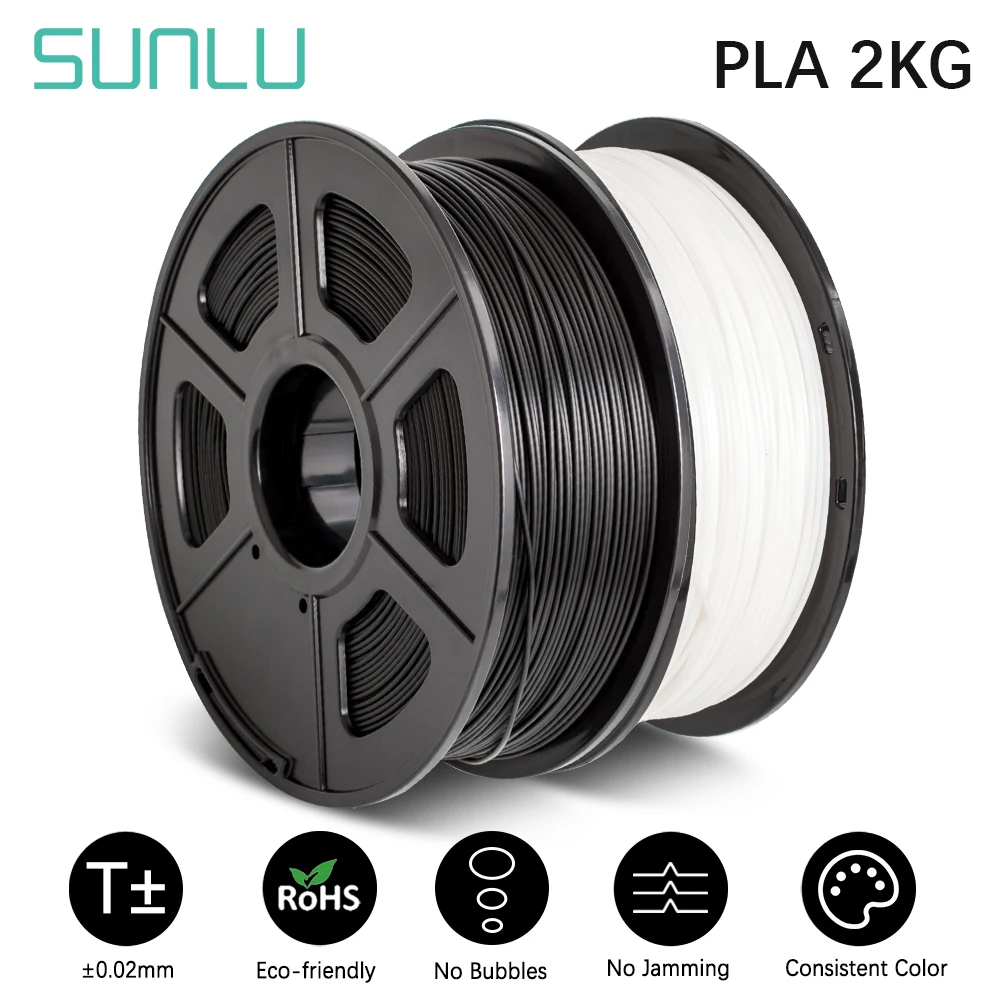 SUNLU PLA filamento de 2kg 1,75mm 3D impresora Filaemnt pla Material para 3D pluma no-tóxicos PLA filamento extrusora consumibles