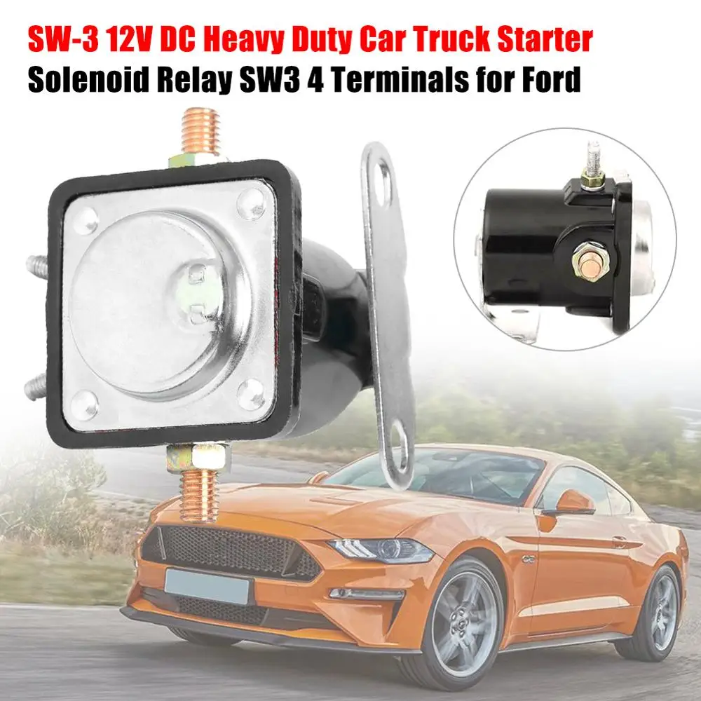 

SW-3 Heavy Duty Car Truck Starter Solenoid Relay 4 Terminal for Ford 12V Universal
