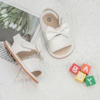 KIDSUN 2021 Summer New Arrival Baby Sandals Infant Girl Princess Cute Bow-knot Leather Rubber Sole Flat Toddler First Walkers 4