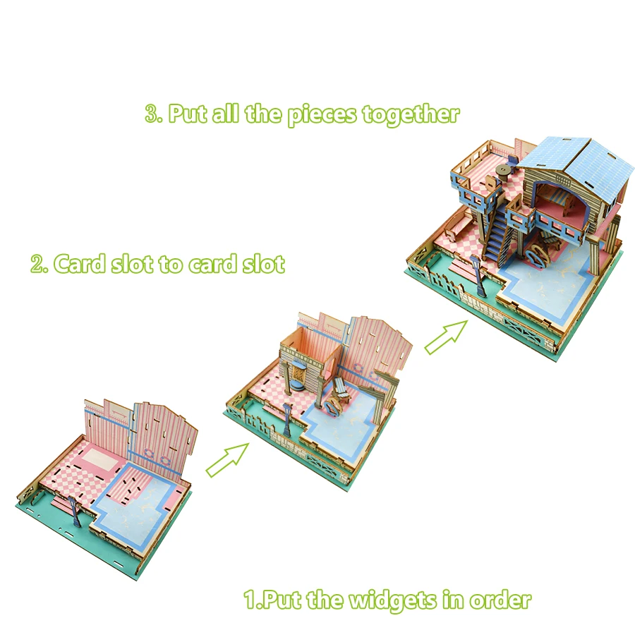 Вилла модель деревянный пазл 3D деревянные игрушки для детей DIY граффити Цвет Фонтенбло модель здания комплект Детские развивающие игрушки