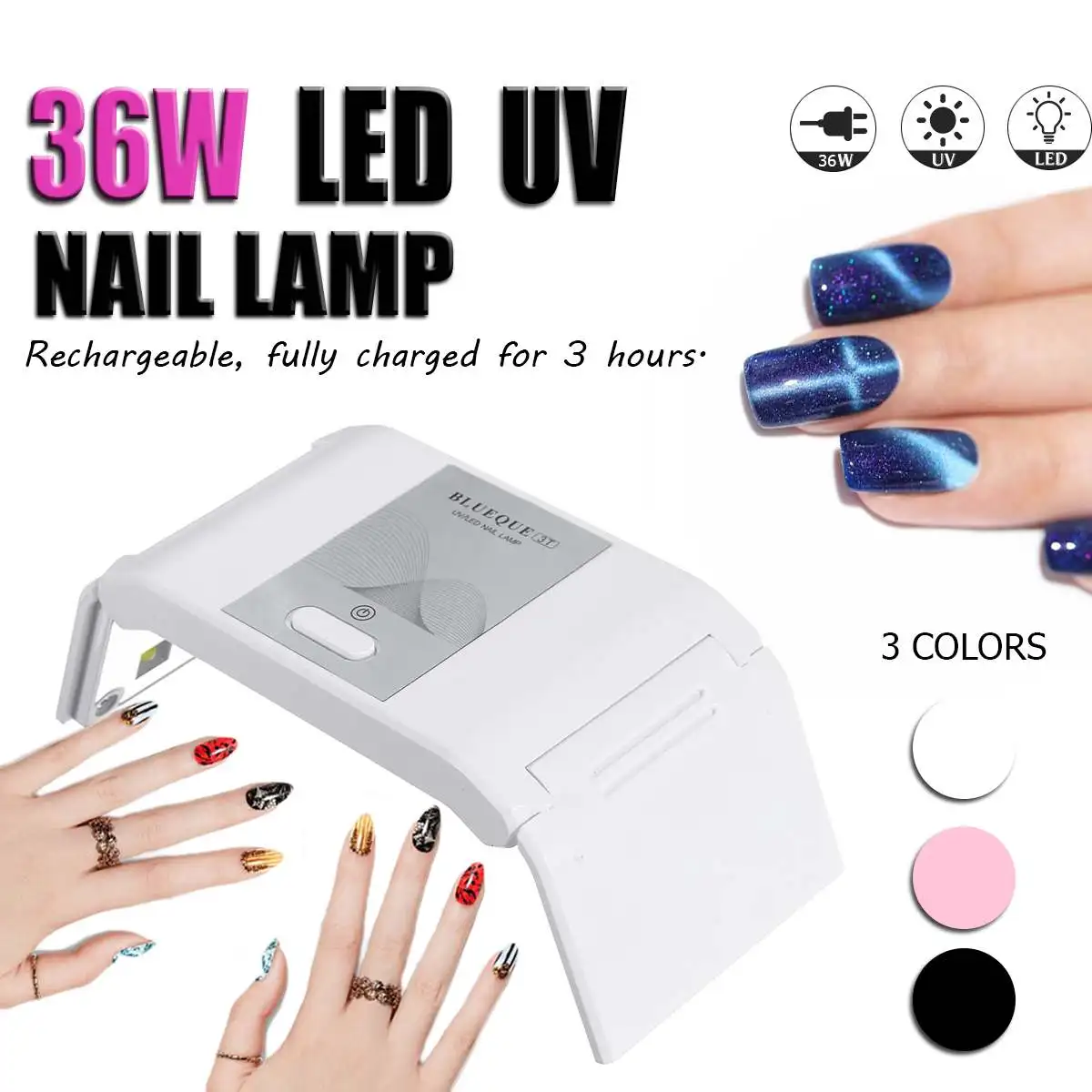 

36W Mini LED UV Art Nail Polish USB Fold Dryer Lamp 12 LEDs Gel Acrylic Cur-ing Ligh Drying Tool