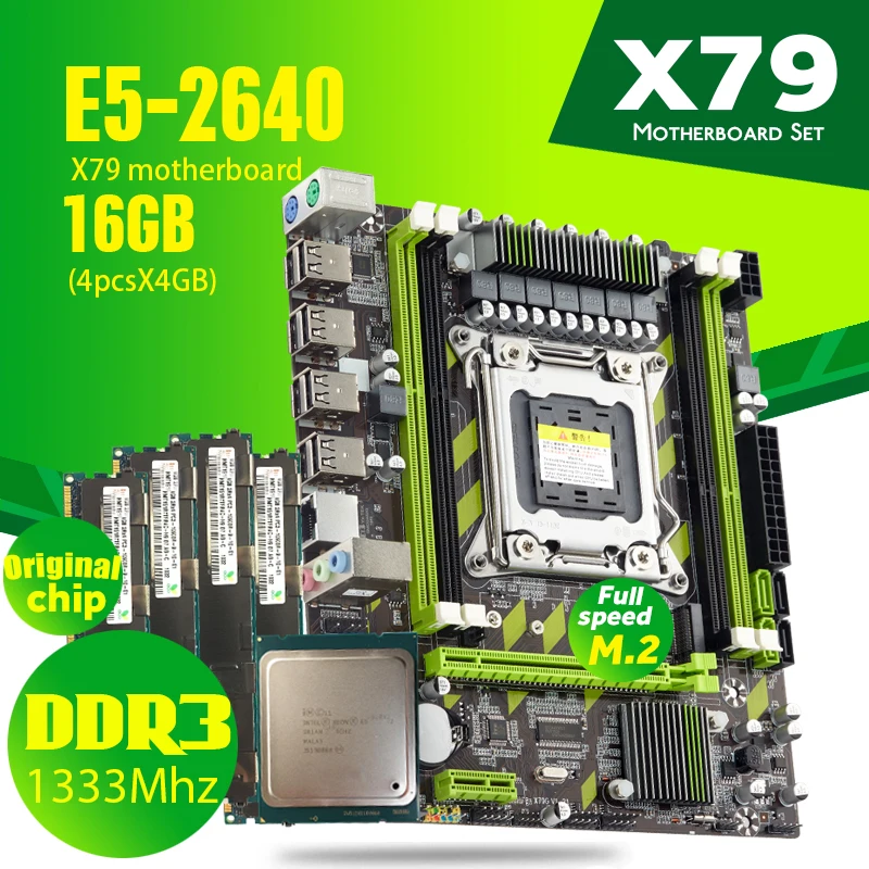 Atermiter Kit de placa base para servidor X79 X79G, combo de tarjeta madre, memoria tipo DDR3