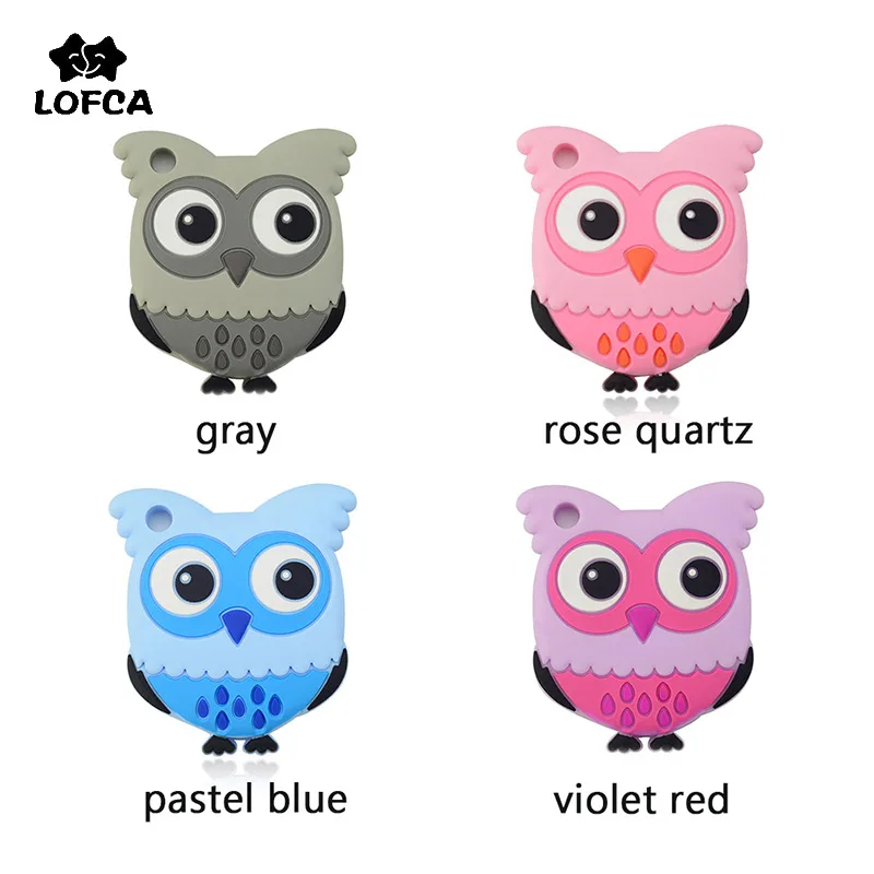 

LOFCA Baby Teether Silicone Owl Animal Food Grade Silicone Baby Teething Toys Infant Charms Teething DIY Necklace Pacifier chain