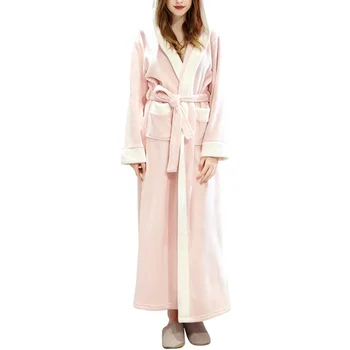 

Women's Nightgown Female Autumn Winter Fashion Plus Size Lengthened Thick Velvet Night Robes Flannel Salon Bathrobe