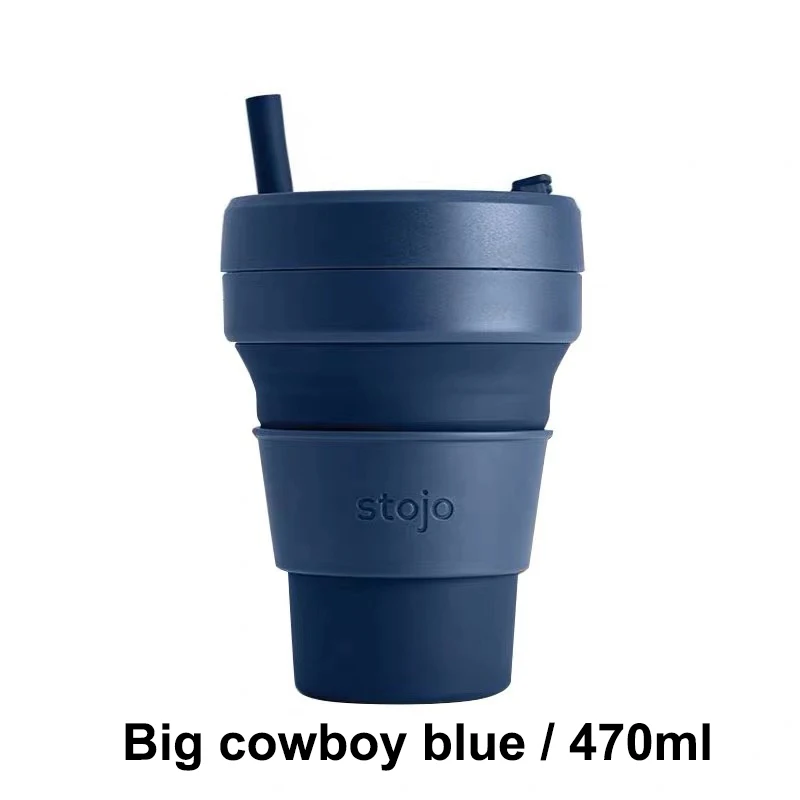 big cowboy blue 470 STOJO CUP Складная Силиконовая портативная силиконовая кофейная чашка многофункциональная Складная силиконовая чашка для офиса и путешествий - Цвет: big cowboy blue 470