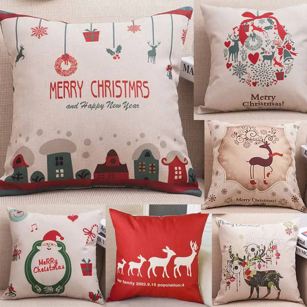 Ouneed Merry Christmas наволочки Автомобильная подушка для дивана чехол домашний декор льняная хлопковая наволочка диванная кровать Декоративная Подушка