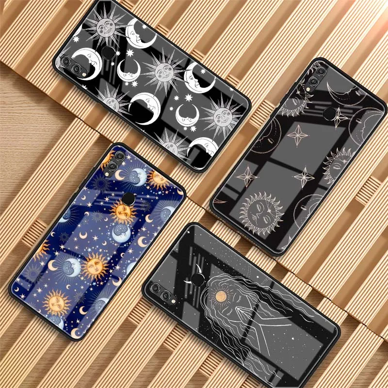 Роскошный чехол Moon and sun из закаленного стекла для телефона Huawei P20 P30 P40 Lite PRO Mate 20 30