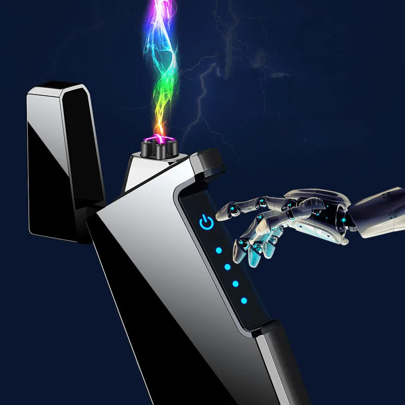 Зажигалка с двойной дугой металлическая зажигалка и USB зарядкой защитой от ветра