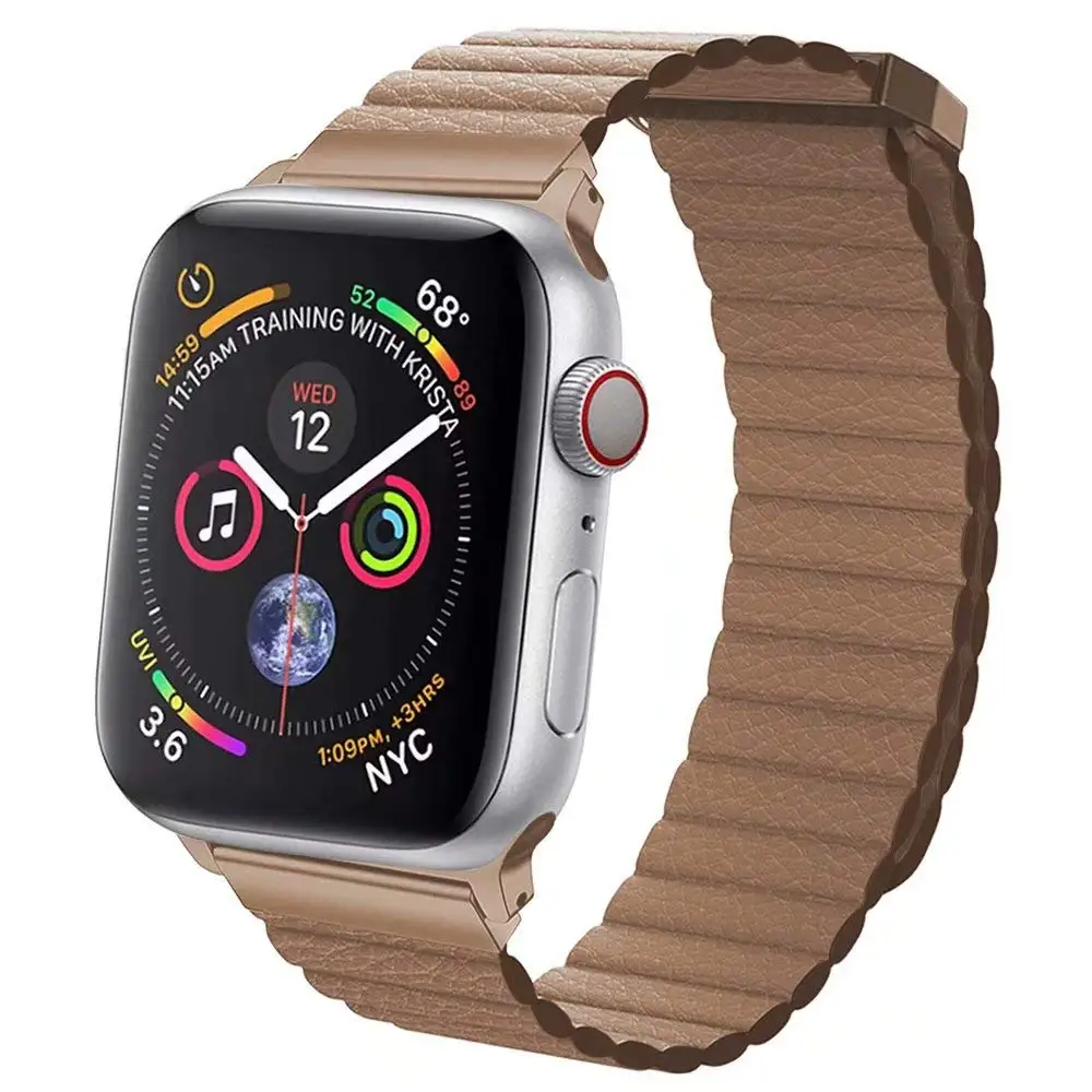 Кожаный ремешок-петля для Apple watch 5, 4, 3, 2, 1, 44 мм, 40 мм, 42 мм, 38 мм, браслет из натуральной кожи с магнитной петлей, аксессуары для iwatch - Цвет ремешка: Brown 2