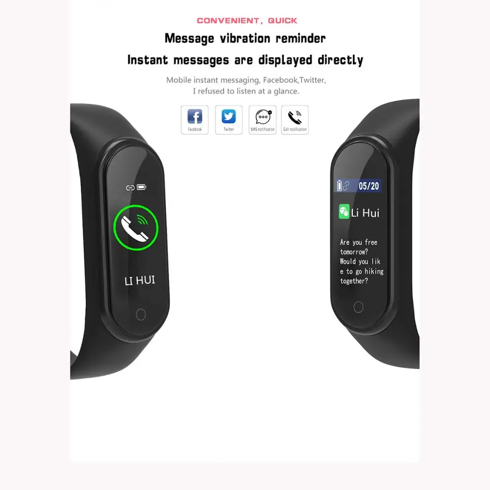 Smart Bracelet Waterproof Smart Watch with Color Screen HR/Blood Oxygen/Pressure/Calorie/Sleep Monitor Pedometer Activity Track