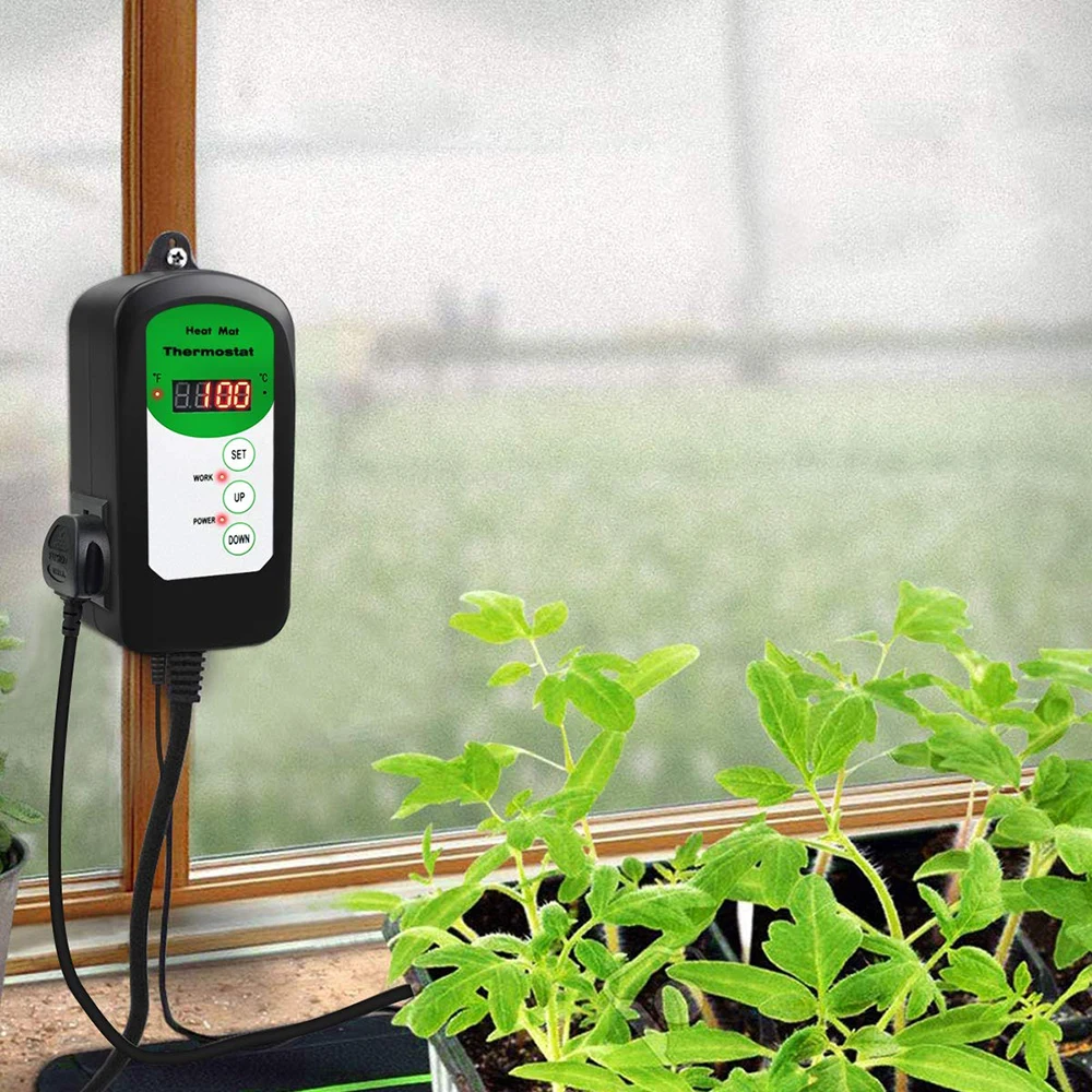 Termostato de esterilla de calor de 1000w, controlador de temperatura de 1000W y 240V para plantas hidropónicas, germinación de semillas, Reptiles y Mascotas