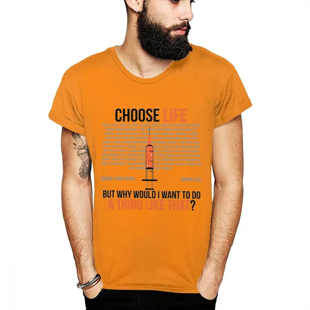 Crewneck Choose Life, тренировочная футболка в стиле хип-хоп для мужчин, хлопок, La Camiseta - Цвет: Оранжевый