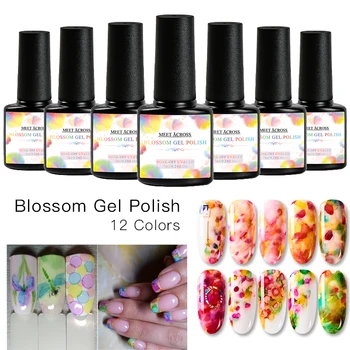 

MEET ACROSS Blooming Nail Gel Lacquer Ink Watercolor Effect Fast Dry DIY Nail Polish Gel Varnish Holo Smoke Polish Manicure 7ml