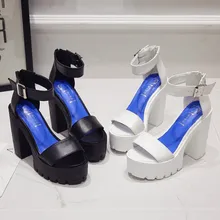 Женская обувь Босоножки с открытым носком летние туфли на платформе с квадратным каблуком пикантные женские лодочки повседневные сандалии на молнии размера плюс