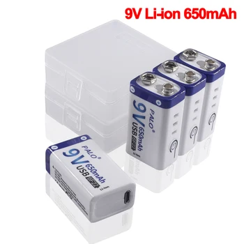 

PALO 1-12pcs 650mAh micro USB 9 Volt li-ion Rechargeable Battery 6F22 9V Li ion Lithium Battery for camera guitar Microphone Toy