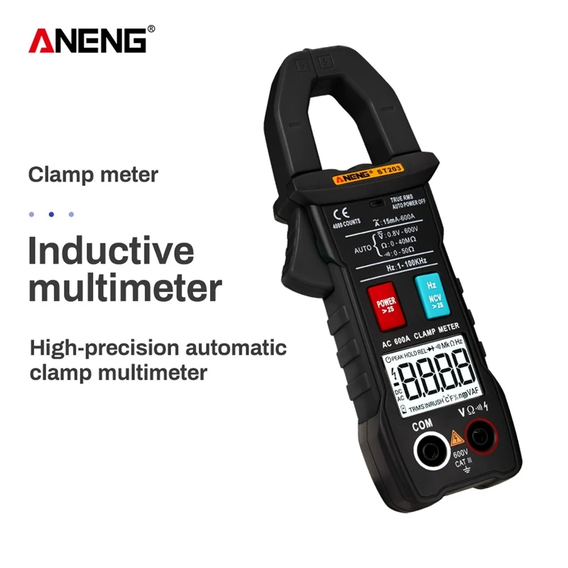ANENG ST203 цифровой клещи мультиметр 4000 отсчетов True RMS мини Ампер DC/AC клещи вольтметр 400 В Автоматический диапазон