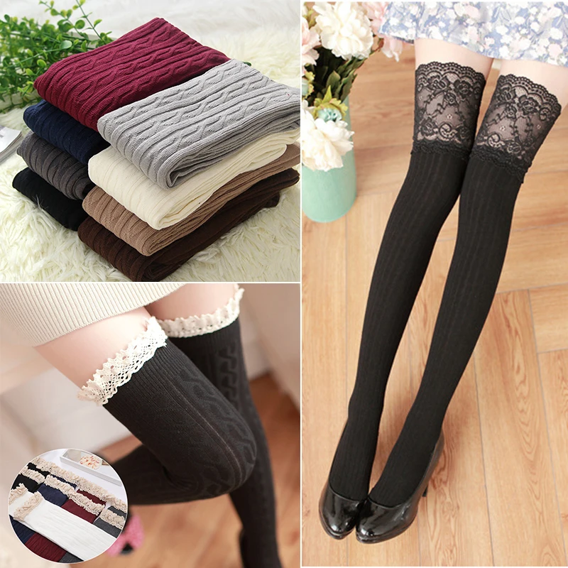 

Women's Stockings Sexy Lace Thigh High Over The Knee Socks for Female Fashion Long Cotton Autumn Winter Warm Stockings Medias