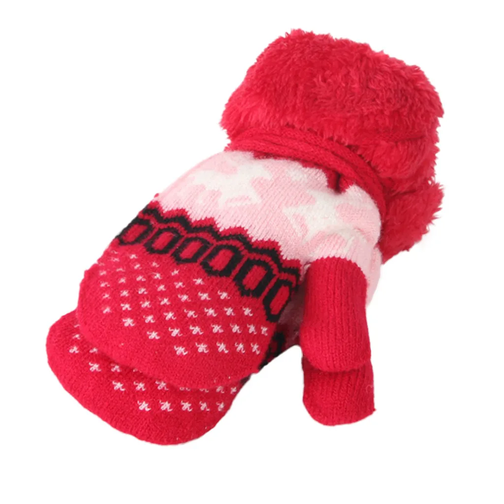Детские перчатки; теплые детские перчатки для мальчиков и девочек с рождественским оленем; ветрозащитные вязаные перчатки для детей; детские перчатки