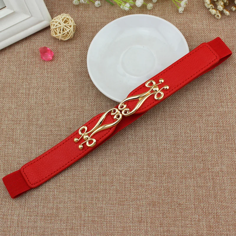 5 Новая мода сплав Пряжка эластичный пояс PU Холст Пояс Весна и лето женский пояс юбка аксессуары 60*2,5 см - Цвет: 5