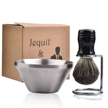 Набор мужских щеток для бритья, высокая плотность, чистый барсук, Парикмахерская щетка для бритья со стальной подставкой и чашей