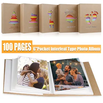 

4R 6 inch 100Pages Pocket Interleaf Type Photo Album Picture Storage Frame Baby Wedding Family Memory Pictures Storage Hold Case