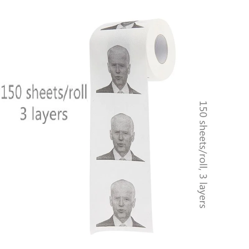 

1 roll tissue Joe Biden Pattern Printed Toilet Paper Roll Novelty Gift Bathroom Paper 3 layer