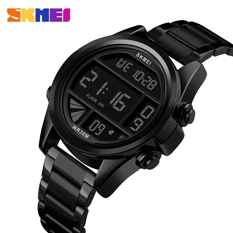 

SKMEI Fashion Men Watch Creativty Digital Watch 3Bar Waterproof Stereoscopic Dial Stainless Steel 12/24 Hour Montre Homme Reloje