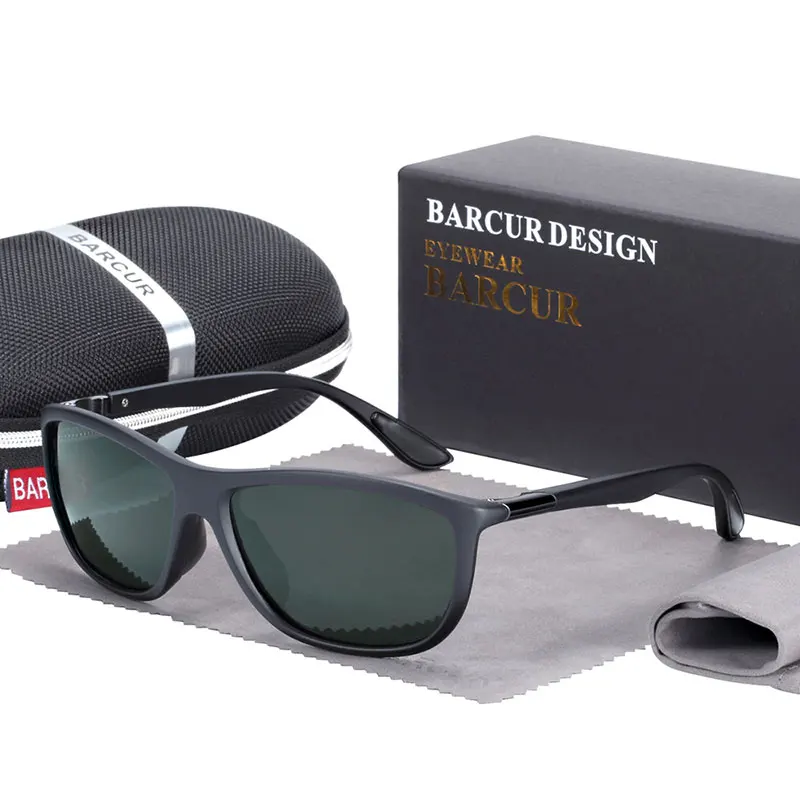 BARCUR спортивные солнцезащитные очки мужские поляризованные солнцезащитные очки для женщин очки ночного видения - Цвет линз: Greenkish