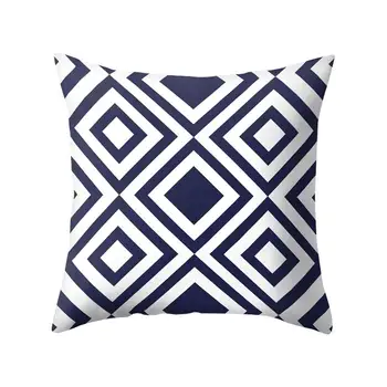

45*45 Navy Blue Geometric Pattern Pillow Cover Pillowcases Throw Pillow Case Decorative Pillows Office Home Sofa Bed Decor