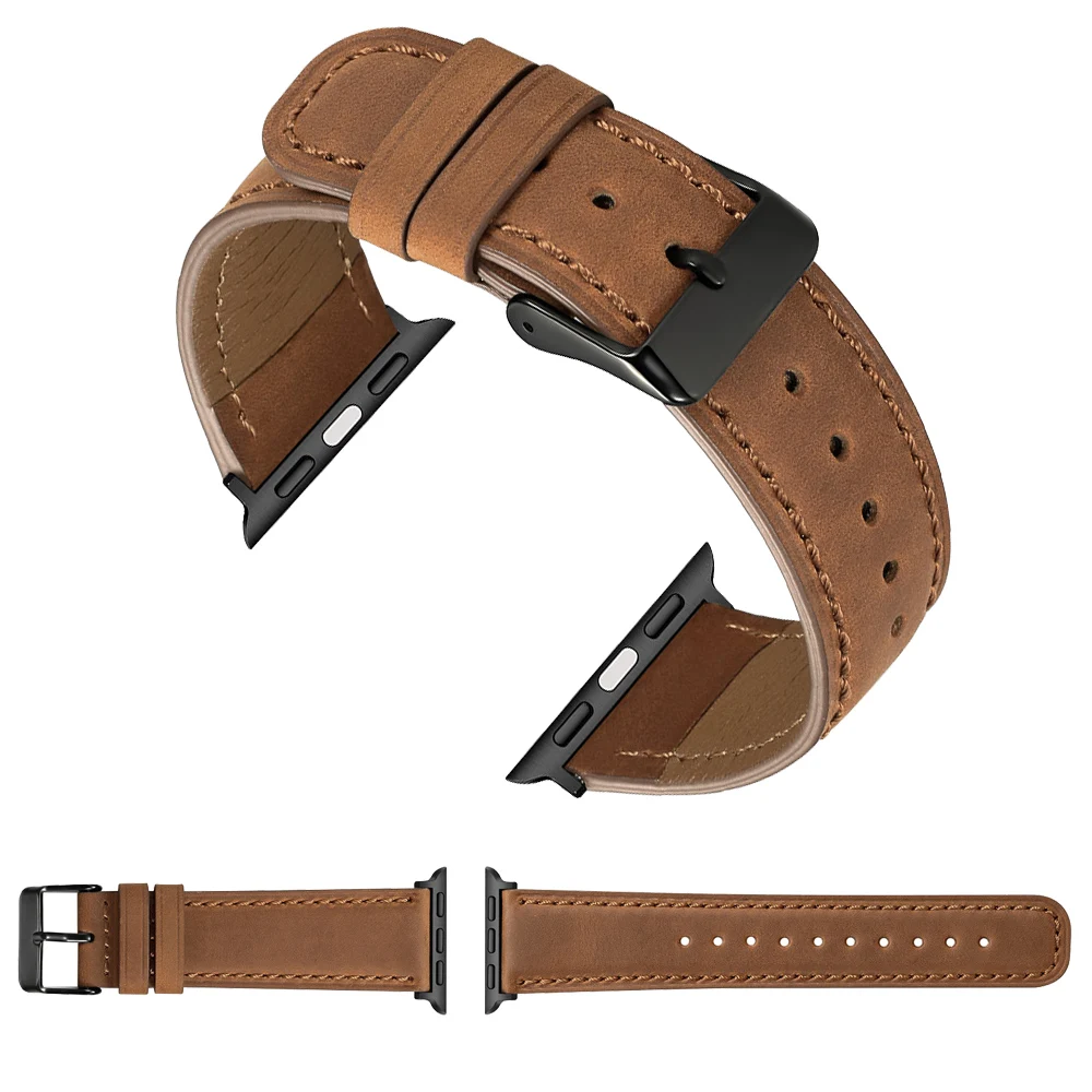 Ремешок из натуральной кожи для часов Apple Watch 5 4 3 2 1 ремешок 38 мм 40 мм 42 мм 44 мм Сменные аксессуары для часов iWatch 5 4