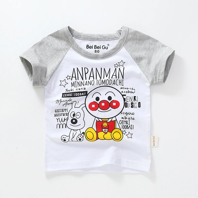 Anpanman 6 Летние Новые Детские's Anpanman футболки одежда для малышей хлопковые носки для мальчиков и девочек, хлеб футболка Superman дети Повседневное топы с короткими рукавами - Цвет: Anpanman 6