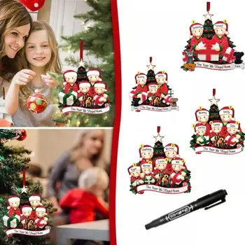 

Christmas Home Decor Handwritten Family Name Mask Santa Doll Shape Pendants Christmas Tree Hanging PVC Ornaments with Mark Pen