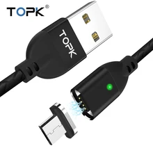 Магнитный Micro USB кабель TOPK AM41 для samsung Galaxy S7 Xiaomi Redmi Note 5, магнитный кабель для быстрой зарядки Microusb