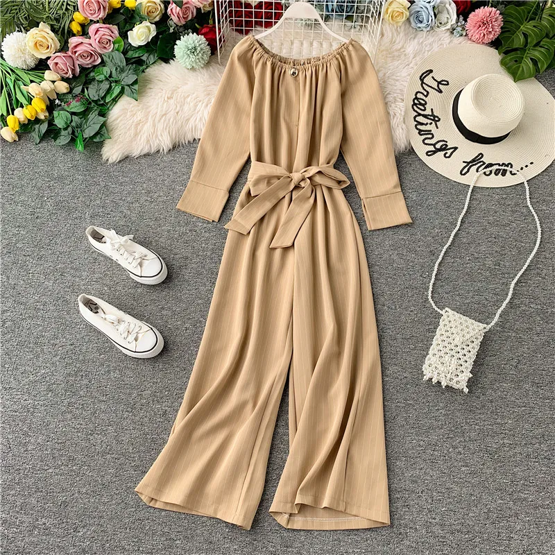 2019 Новый Демисезонный женский комбинезон Мода Полосатый сексуальное платье с