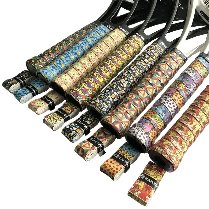 10pcs Zarsia 3d Printing Colorful Tennis Racket Overgrips Squash Racket Grips Doubleside Sticky