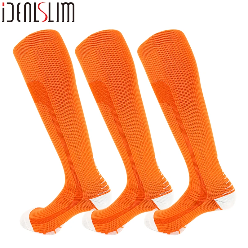 Orange IDEALSLIM 3 пары компрессионных подошвенных фасциитов носки мужские женские чулки Варикозное расширение вены гольфы - Цвет: Orange