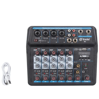 

6 Channel Portable Digital o Mixer Console with Sound Card,Bluetooth, USB 48V Power for DJ Recording EU Plug