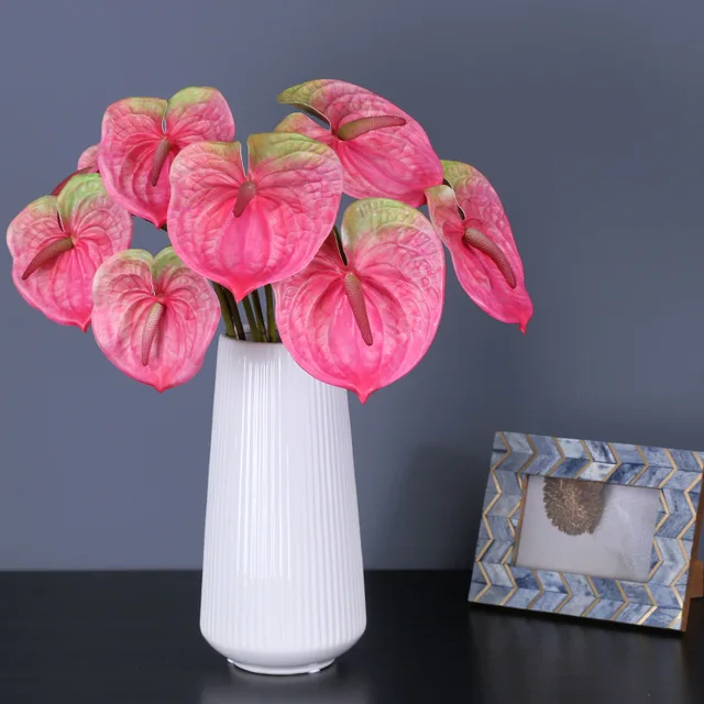 人工植物赤緑白アンスリウム葉ホームオフィスの結婚式の装飾 Artificial Plants Aliexpress