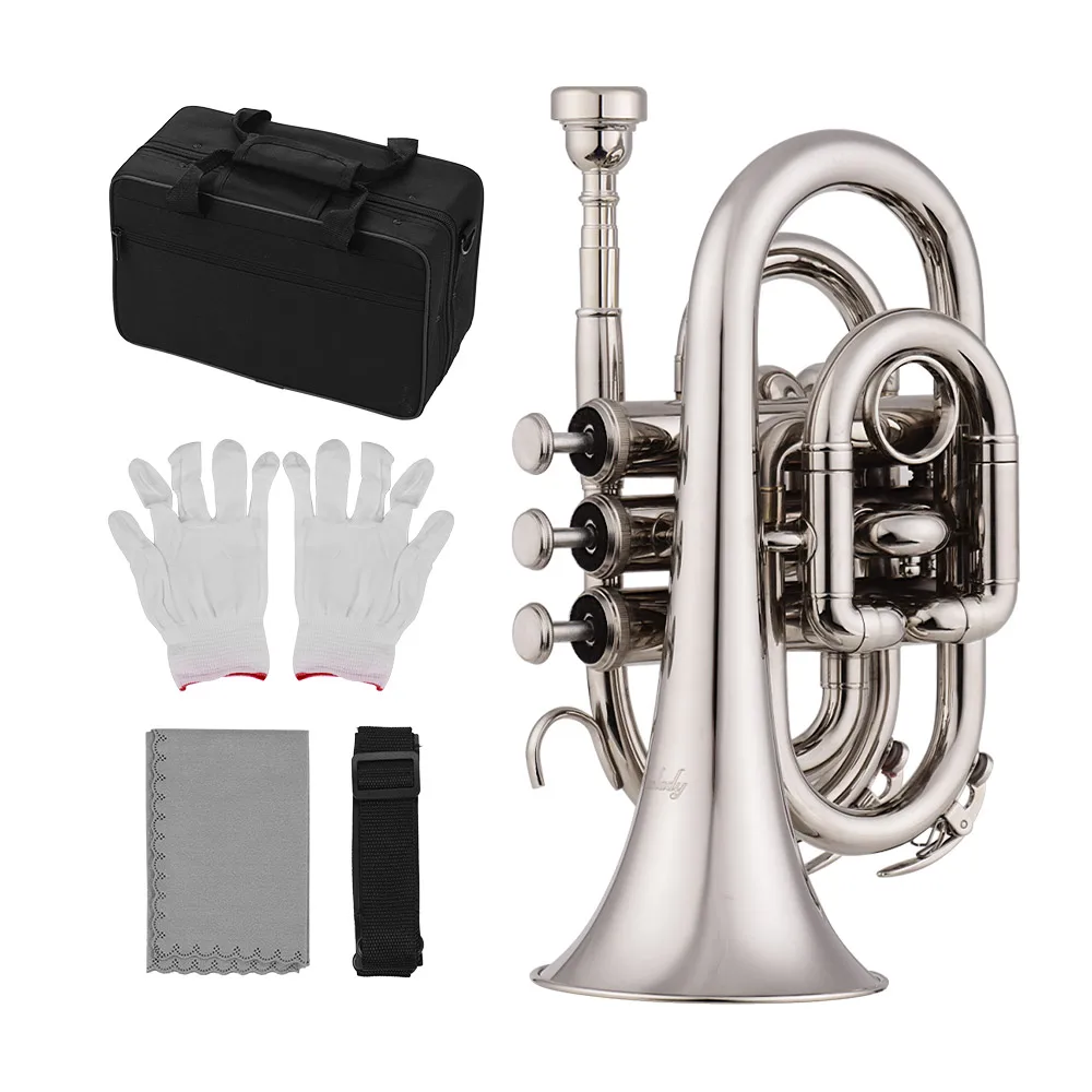 Muslady ポケットトランペット Muslady Mini Pocket Trumpet Bb Flat Brass Wind Instrument