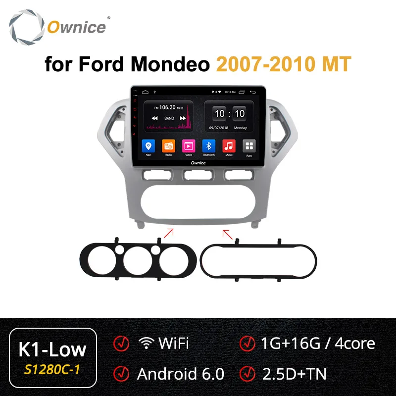 S1280-1 K1-Low Ownice K3 K5 K6 Android 9,0 2G ram 8 Core 10," автомобильный DVD gps навигатор радио плеер для Ford Mondeo 2007-2010 4G LTE DAB+ DVR - Цвет: S1280-1 K1-Low