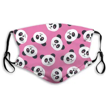 

Pink Panda Cotton Print Mouth Masks With Filter Washable And Reusable Anti Dust Breathable Mask With Adjustable Ear Loops For