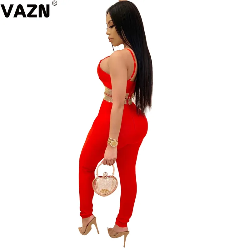 VAZN, новинка, открытые, умные, сексуальные, Клубные, модные, одноцветные, Неопрятные, на бретелях, Мини Топ, длинные, широкие, штаны, тонкие, для женщин, комплект из 2 предметов