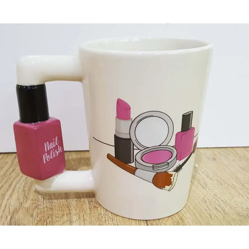 Nail polish Милый 3D ручка в виде животного Керамика кружка большой емкости Единорог Птица Молоко чай кофе чашки воды кружки для напитков подарки на свадьбу, день рождения - Цвет: Nail polish