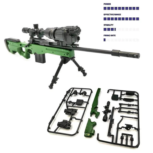 6Pcs/set 1/6 AWM MK14 DSR PSG-1 SVD TAC Sniper Rifle Weapon Assembly Toy Gun Model For Action Figure 6