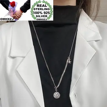

OMHXZJ Wholesale HA173 European Fashion Hot Woman Birthday Party Gift Vintage Hexagram 100% 925 Sterling Silver Pendant Necklace