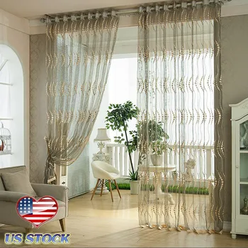 

1pcd Pierced Tulle Door Window Curtain Drape Panel Sheer Scarf Valances 200cm x 100cm tulle curtains шторы tulle on the windows