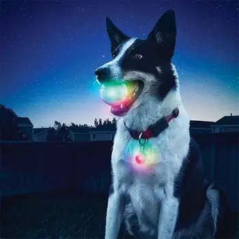 

Silicone Wicked Glowing Ball Pet Dog Cat Toys Interactive Electronic LED Waterproof Toy Magic Roller Ball Need To Use Battery