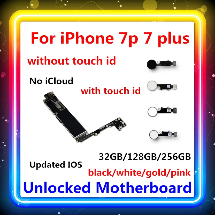 Заводская Разблокировка для iphone 7p 7plus материнская плата с/без Touch ID 32 ГБ/128 ГБ/256 ГБ, для iphone 7plus материнская плата